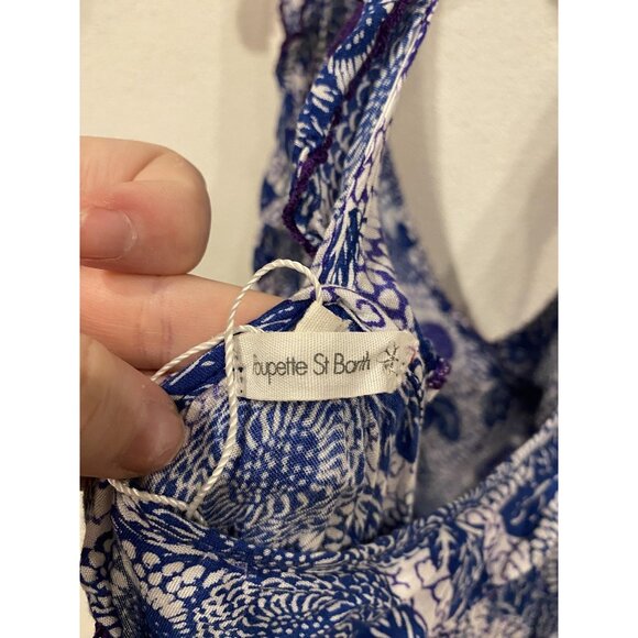 Poupette St Barth Dress Womens Small Blue Floral Ruffle Racerback Boho Tiered - Picture 4 of 6